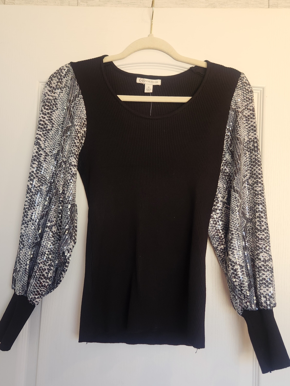 Cato Black Ribbed Top M BNWT